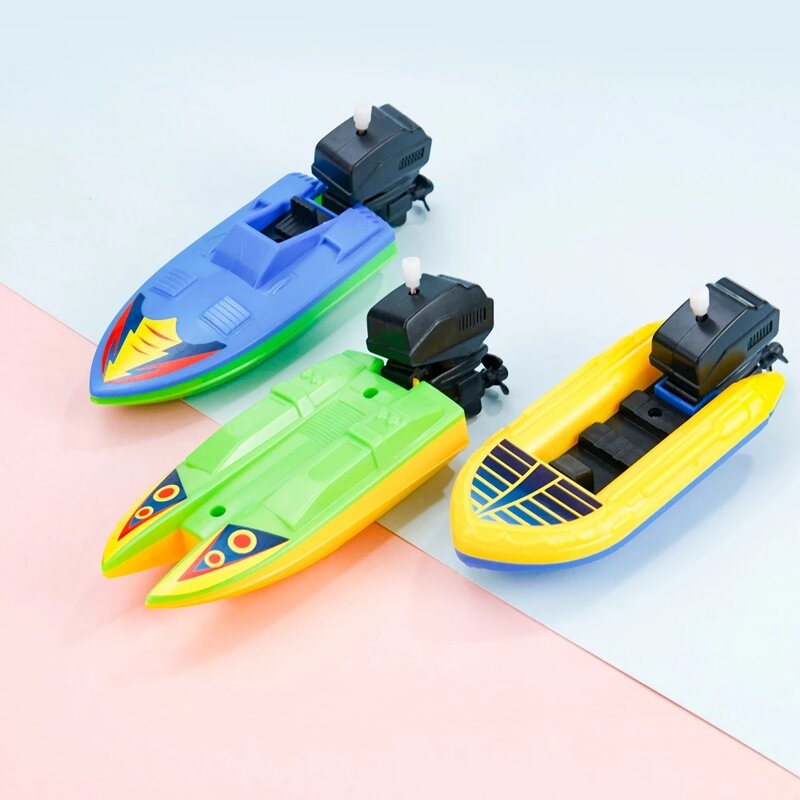 Juguete de cuerda de barco de velocidad para niños, juguetes de baño, juguetes de ducha, barco de vapor, flotador en agua, mecanismo de relojería clásico, regalo para niños, 1Pc