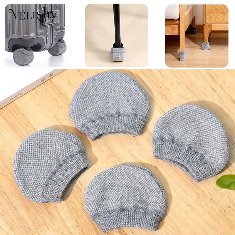 4pcs/set Knitted Luggage Wheel Cover Universal Multifunction Table Chair Leg Protector Solid Color Suitcase Roller Dustproof Cap