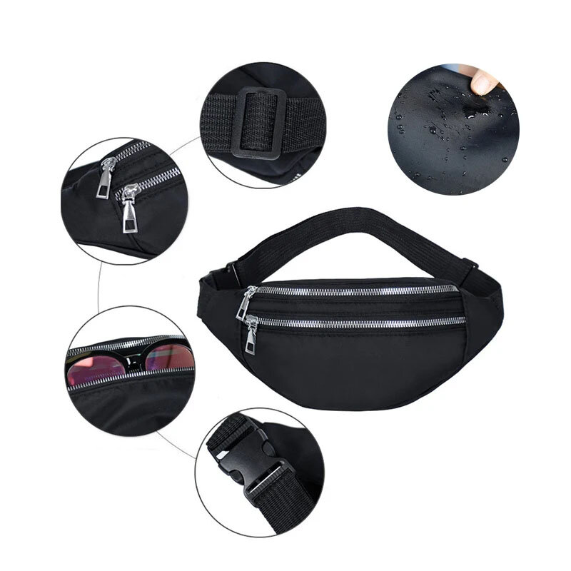 New style Women'S Waist Bag Nylon Fanny Packs Casual Women'S Chest Bags Man Belt Pouch Travel Hip Bag Sport Bum Bag