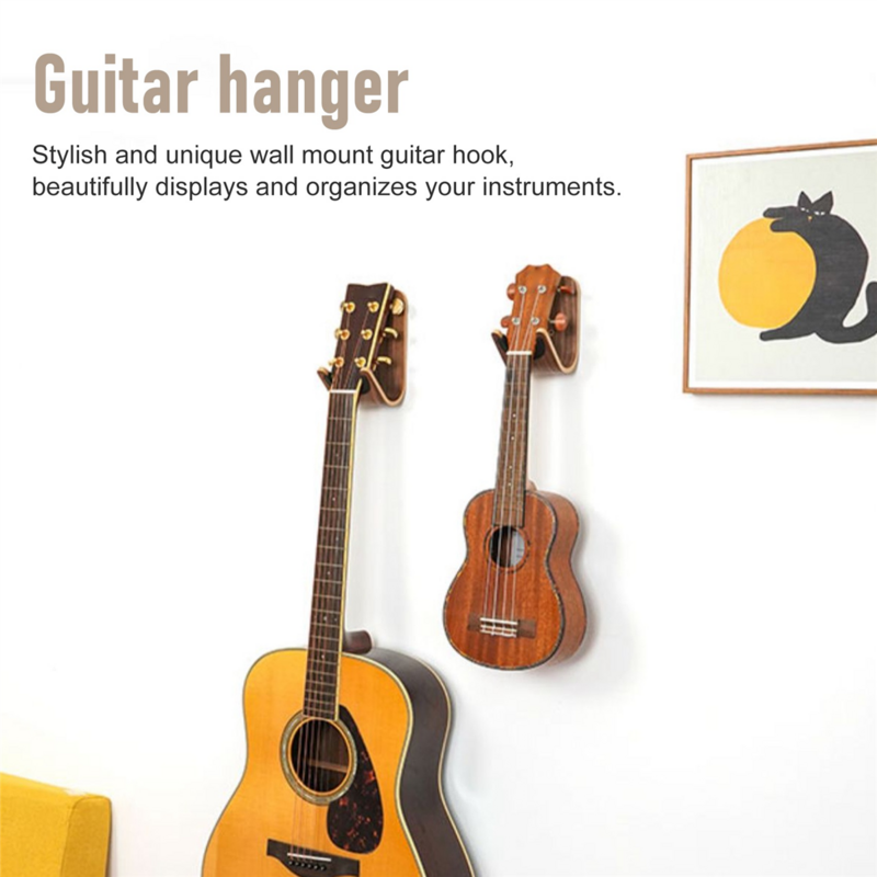 Colgador de pared de madera curvada para monopatín de guitarra, soporte de montaje en pared, accesorios de guitarra acústica, diseño único