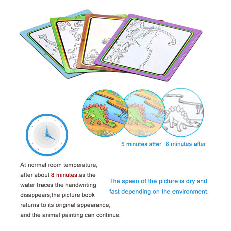 Livre de coloriage magique avec stylo, jouets éducatifs pour enfants, dessin à l'eau, jouets Montessori, cadeau réutilisable