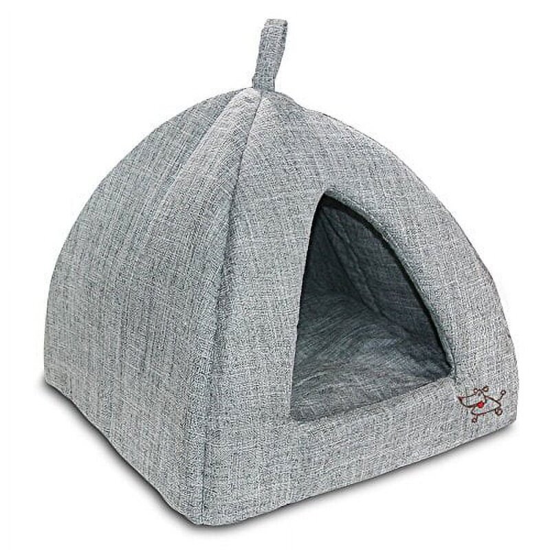 Pet Tent - Soft Bed for Dog and Cat by Best Pet Supplies - Gray Lattice, 19" x 19" x H:19"