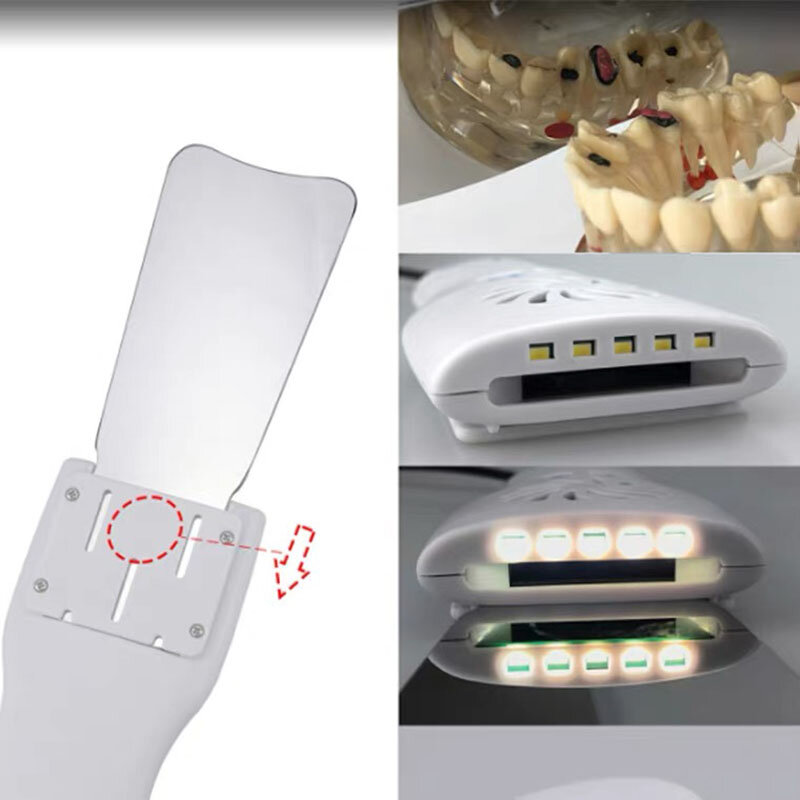 Espejo de foto Dental sin niebla con luz LED, Reflector de alta dureza de acero inoxidable para fotografía Oral, herramientas de odontología