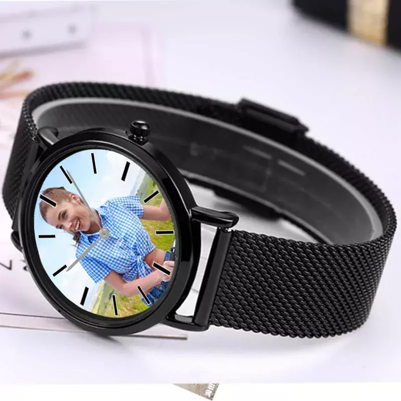 นาฬิกาควอตซ์ A4402ถ่ายภาพแบบทำมือผู้ชายผู้หญิงคนรักนาฬิกาข้อมือควอทซ์ปรับแต่งได้นาฬิกาเฉพาะบุคคลของขวัญดรอปชิป