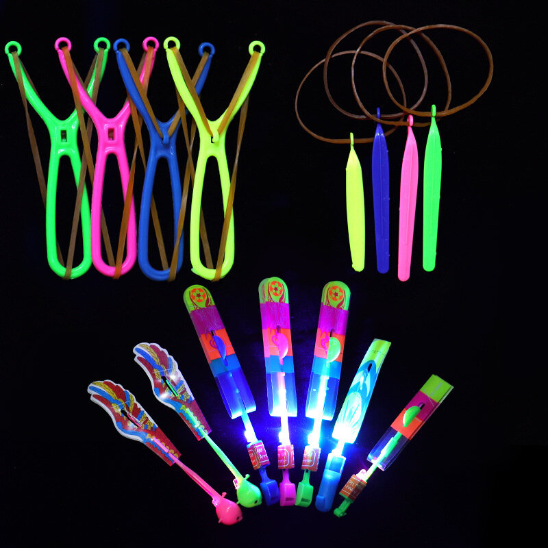 Tirachinas luminoso LED para niños y adultos, juguetes de flechas voladoras, helicóptero, catapulta, luz Flash al aire libre, 1 unidad, nuevo
