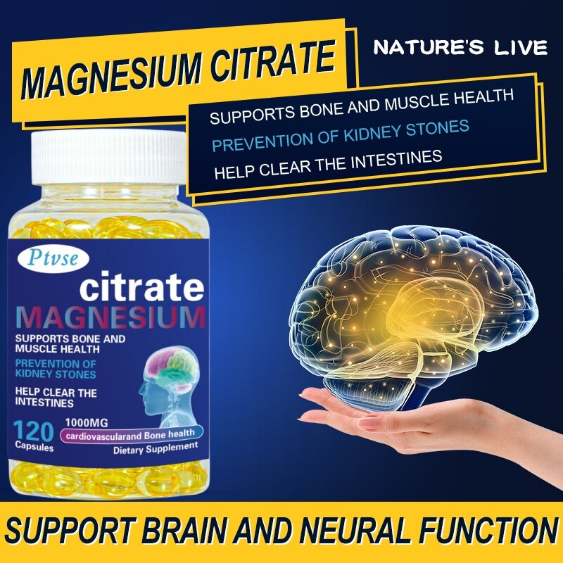 Ptvse Magnesium Citrate Supplement - Highly Absorbable Citric Acid Complex, Gluten Free 30/60/120120 Tablets