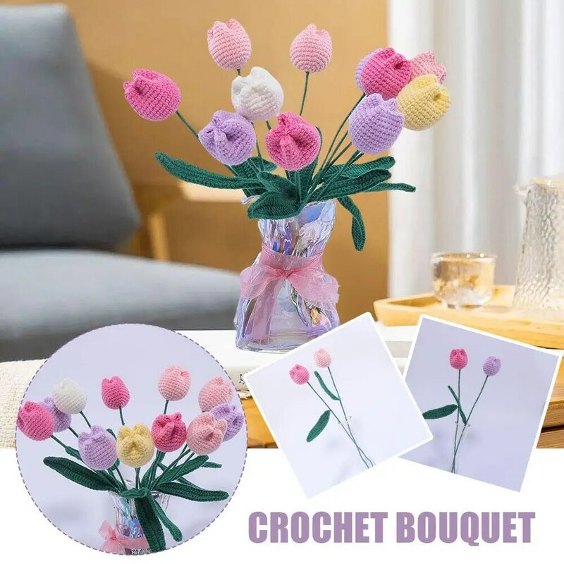 Simulated Bouquet Tulips Handwoven Holiday Gifts Goddess Wedding Decoration Flowers Women's Artificial Home Day Q4U5