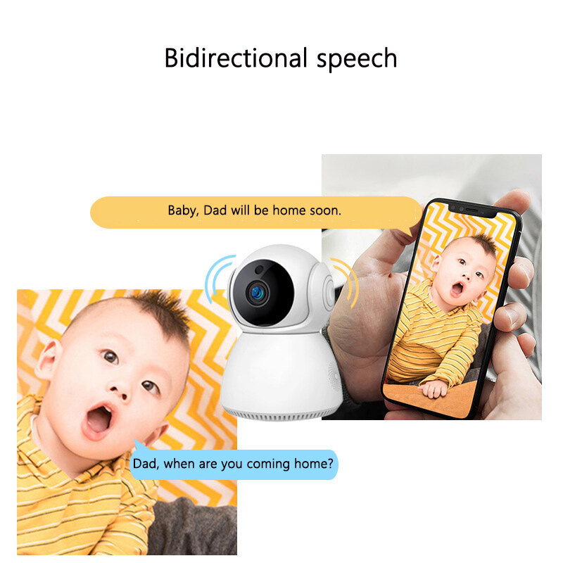Night Vision Home Surveillance Webcam PTZ Rotation Wireless Wifi Baby Monitor Two-way Voice Human Motion Detection IP Camera
