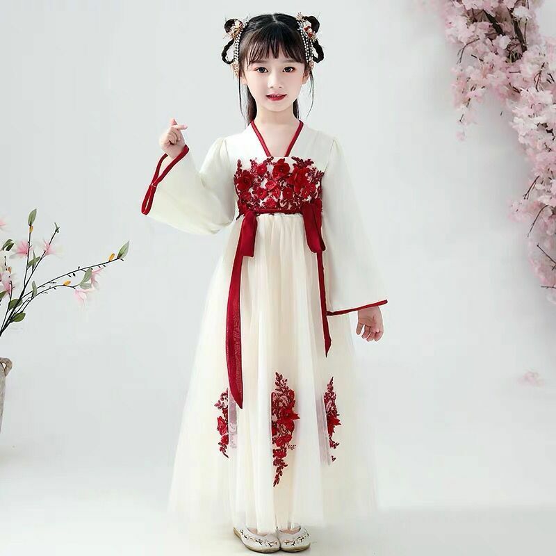 子供のための中国風ドレス,トップスカート,漢服変装,プリンセスドレス,伝統的な中国の女の子のドレス