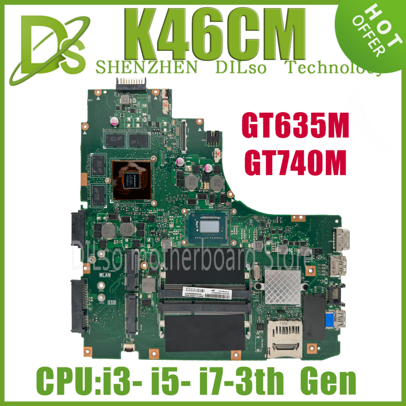 Placa base K46CM para ordenador portátil, placa base con I3-3217U I5-331U, GT630/GT635/GT740M, para ASUS A46C, K46C, E46C, S46C, S46CM, K46CB, K46CA