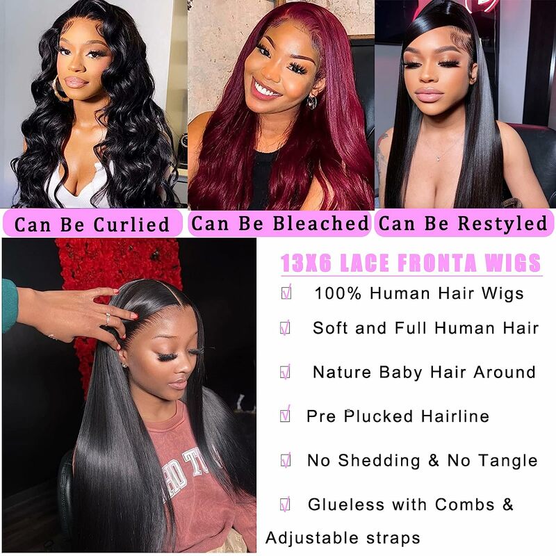 34 Inches Straight Wig 4x4 Transparent Lace 100% Human Hair Wigs Bleached Knots Pre Plucked Bling Remy 13x6 Lace Wig Glueless