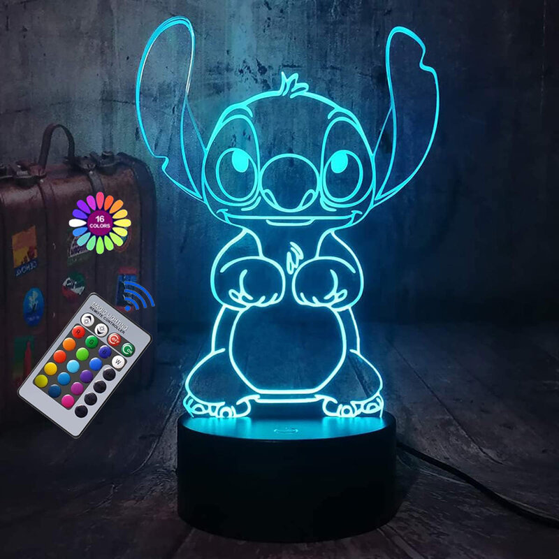 3D Illusion Stitch Night Light with Remote Control and Smart Touch Room Decor Lamp Birthday Valentine's Day Christmas Gifts