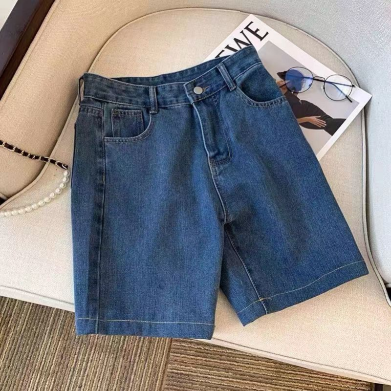 Женские джинсовые шорты до колен, свободные однотонные шорты в винтажном стиле для отдыха, в уличном стиле, для подростков