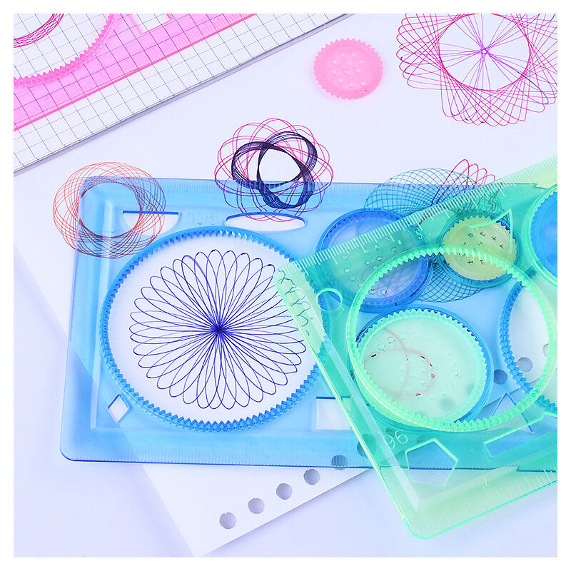 Geometry Spirograph Drawing Stencils Set Painting Template Art Crafts Creative Kids Educational Toy Variety of Flowers Ruler