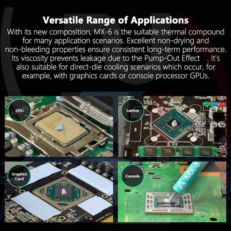 ARCTIC AC MX-6 서멀 페이스트, 열전도 복합 실리콘 그리스, 컴퓨터 PC 노트북 CPU GPU 비디오 카드 칩용, 정품
