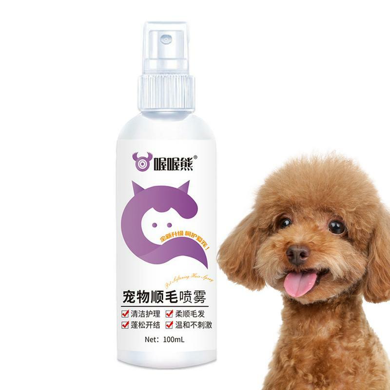 Spray desodorizante Pet Detangling para cabelos emaranhados, cabelo antiestático perfumado, nutritivo de cães e gatos, 100ml