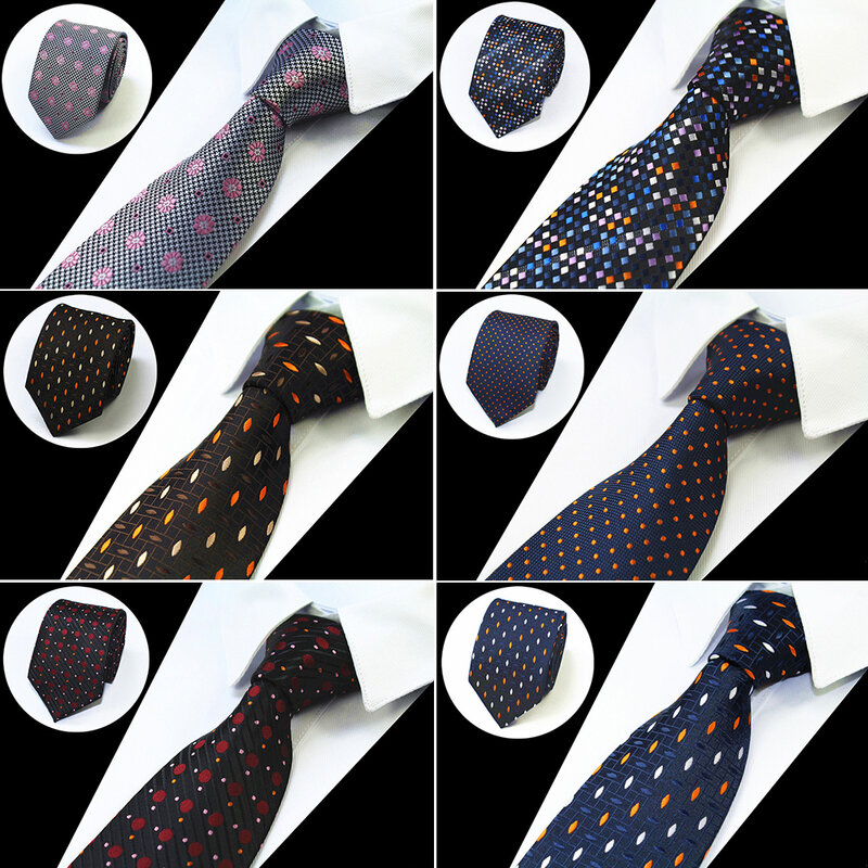 Mode 7CM Slim Slik Tie Pria Skinny Kotak-kotak Dot Tie untuk Kantor Bisnis Pesta Pernikahan Klasik Dasi