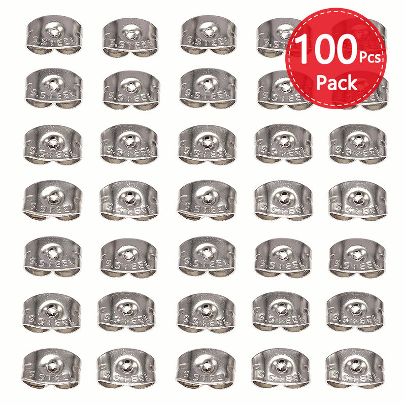 100Pcs/Lot High Quality Stainless Steel Earring Back Plug Earring Settings Base Ear Nut Stud Back Stopper Replacement Wholesale