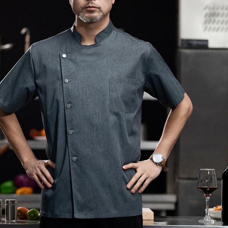 Униформа шеф-повара, однобортная рубашка шеф-повара с коротким рукавом, дышащая рубашка для пекарни, ресторана, кухни, куртка для обслуживания кейтеринга