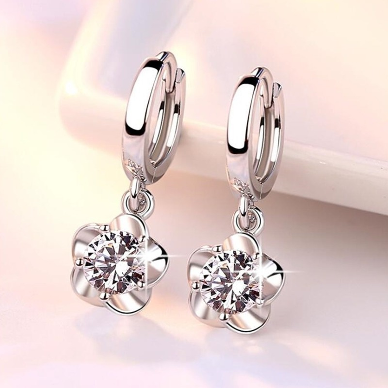 925 Sterling Silver Earrings Jewelry High Quality Retro Simple Pattern Purple White Zircon Earrings Hot Sale