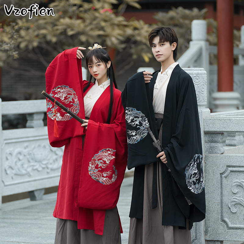 Człowiek dynastia Han kostium para chiński starożytny szermierz odzież męskie Kimono strój Tang haft Hanfu sukienka Cosplay garnitur