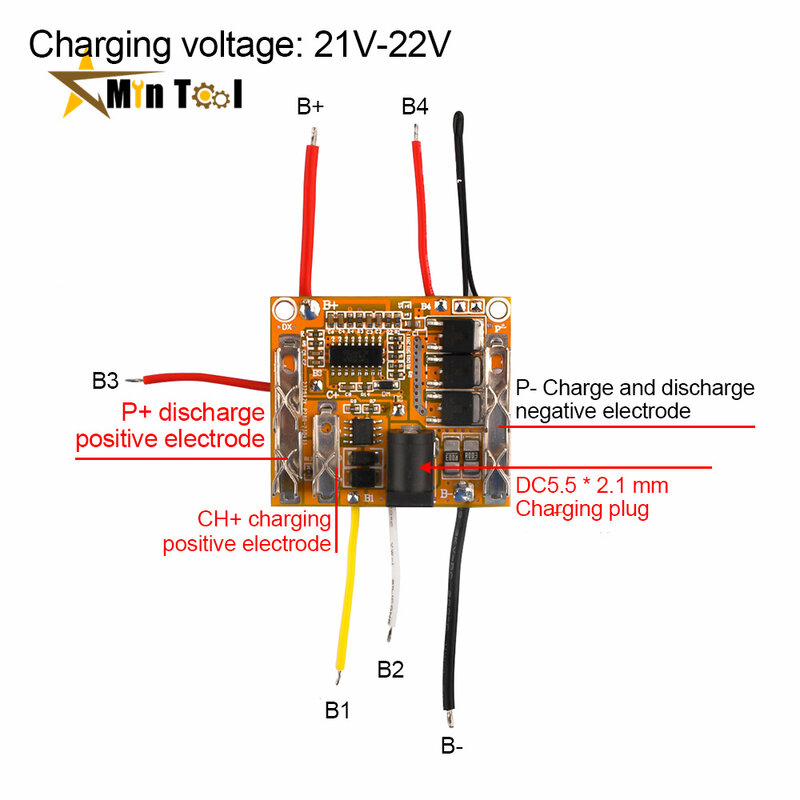 5S-circuito de protección de batería de litio, módulo de placa de cargador, célula Lipo, PCM, PCB, BMS, accesorio para herramienta eléctrica, 18,5 V, 21V, 18650