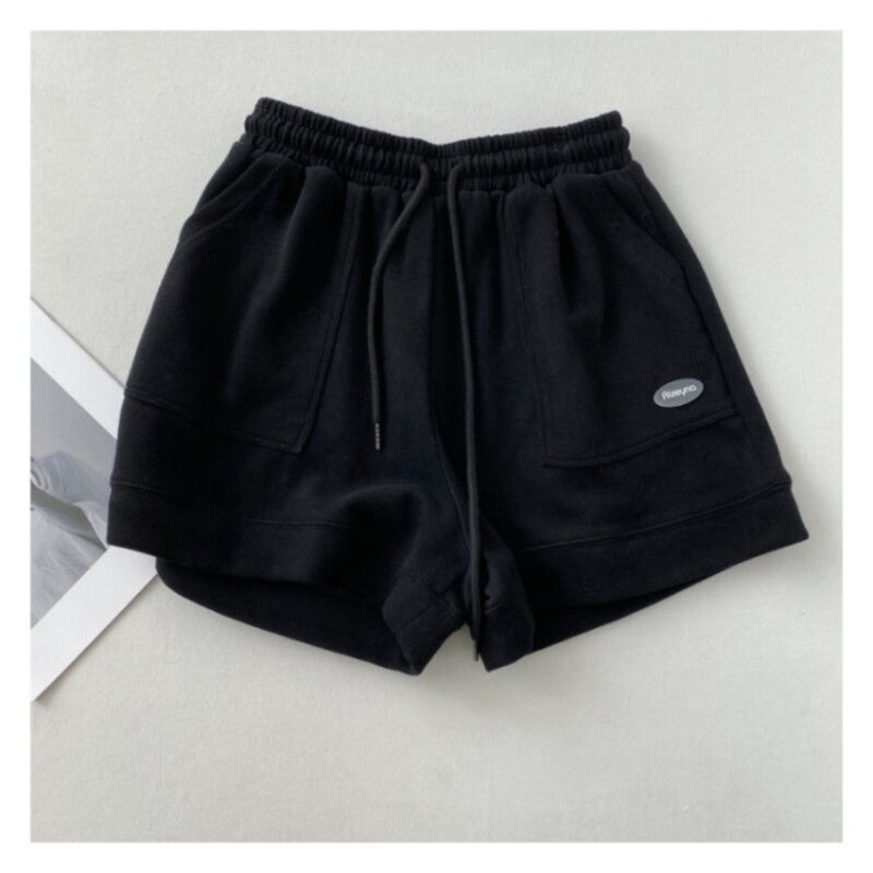 High Waist Gym Short Pants Fashion Vintage Solid Wide Leg Britches Elasticity Loose Outdoor Shorts Women