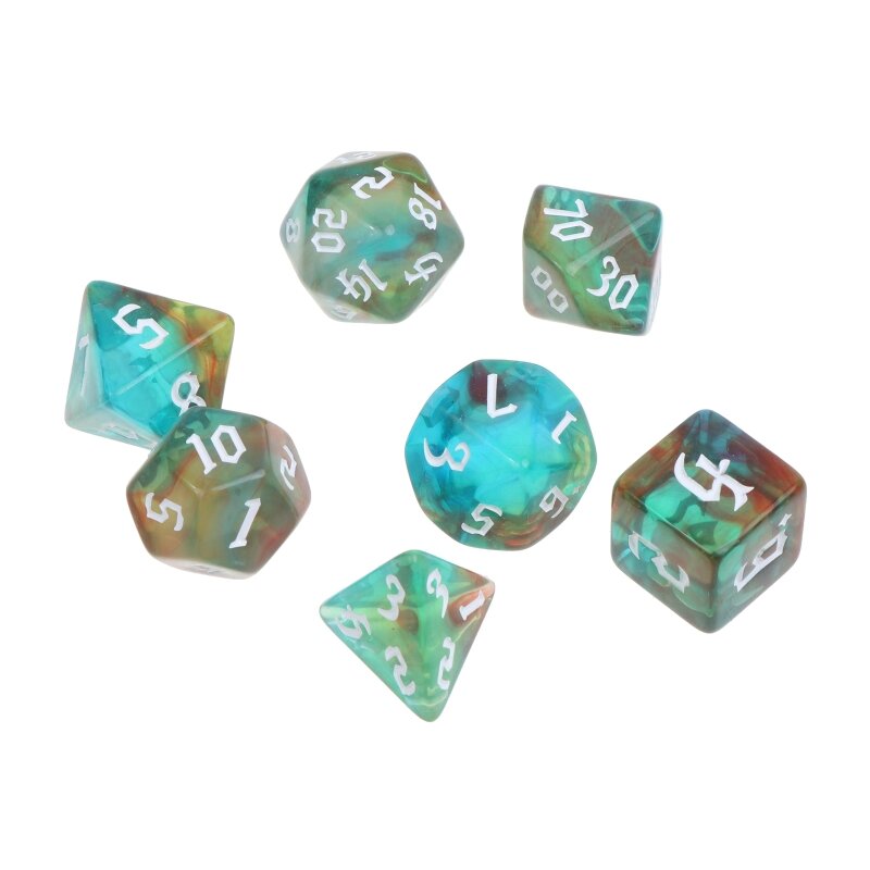 Dados poliédricos RPG de 7 piezas, dados de juego multicolores acrílicos, dados de la suerte duraderos