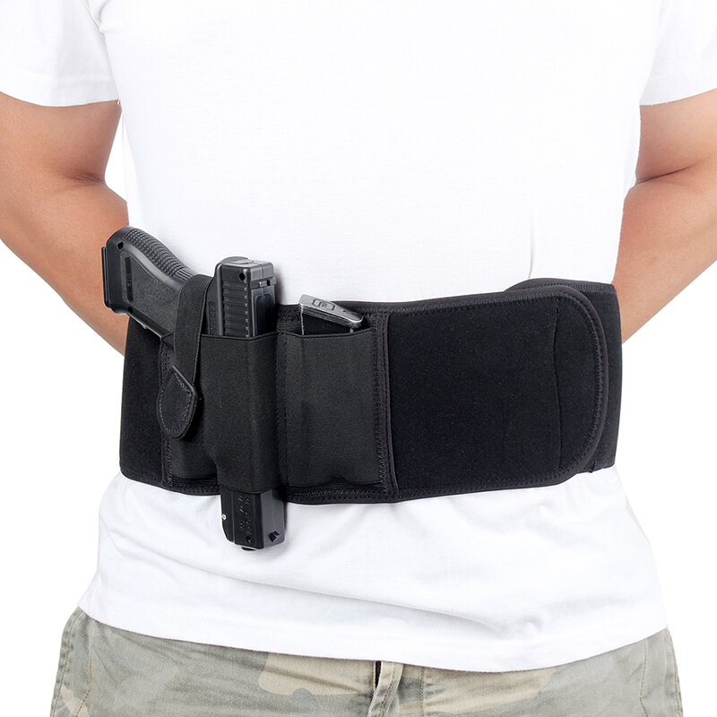 New Tactical Elastic Concealed Carry Belly Band Waist Pistol Gun Holster Pouch