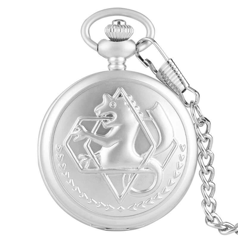Relógio de bolso totalmente de metal, relógio vintage de bolso com colar de quartzo para homens e mulheres, relógio de anime para presente de criança