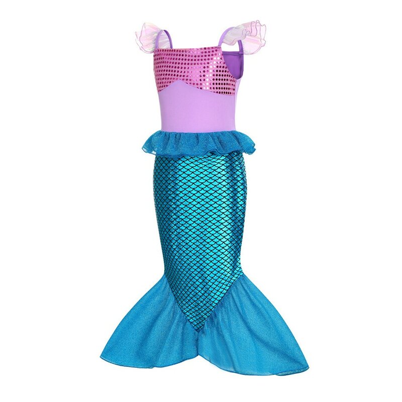 Little Mermaid Princess Dress for Children, Birthday Party, Carnaval, Halloween, Fancy Girls Clothes, Frozen Cosplay Costume