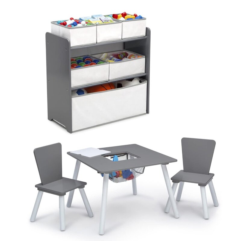 Delta Kids-Conjunto de 4 piezas para sala de juegos, color gris/blanco