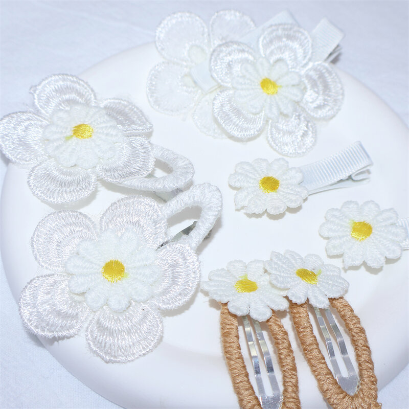 2PCS/Set Baby Hair Pin Lace Floral Hair Clips for Girls Daisy Embroidery Flower Hairpins Barrettes Korean Kids Hair Accessories