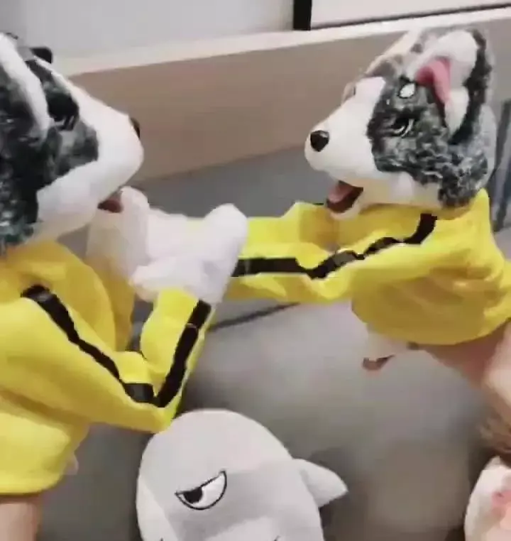 Dog Boxing Hand Puppet Toy, Husky Boxer Hand Puppet, Boneca de luva Kung Fu Husky, Brinquedo Tricky Interativo com Som