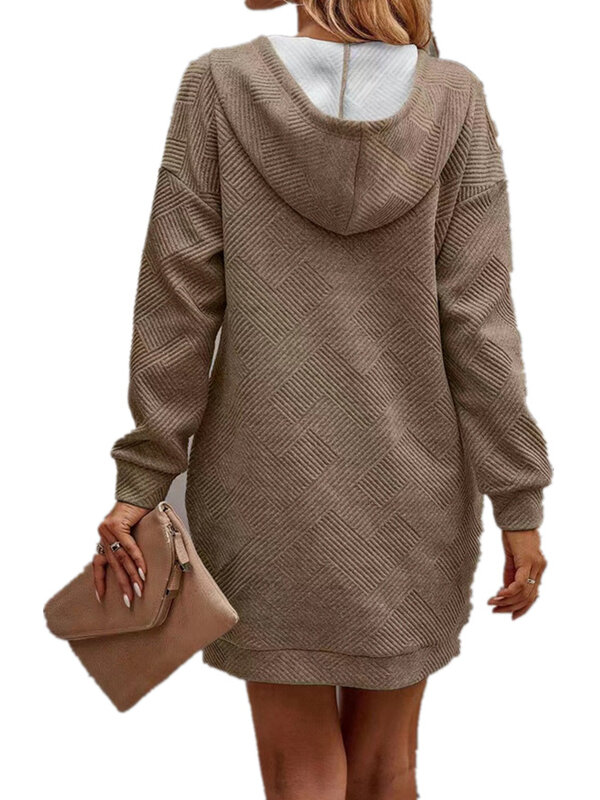 女性のための強くてカジュアルなフード付きスウェットシャツ,単色,秋冬,2024