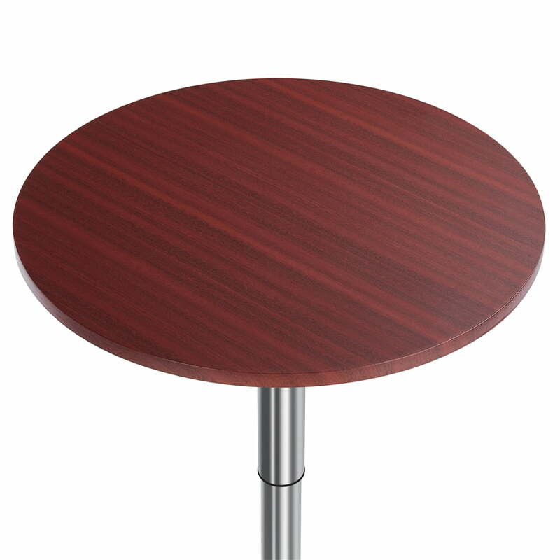 Easyfashion Adjustable Round Swivel Bar Table for Bistro Cafe Brown Top