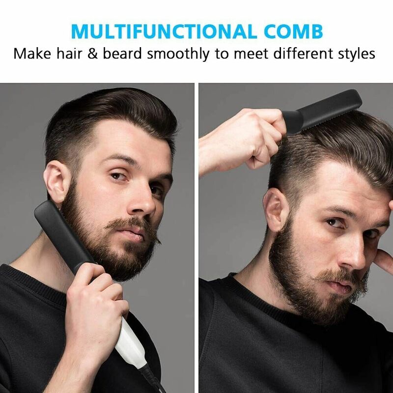 Alisador de barba multifuncional para homens, pente elétrico, cabelo Styler