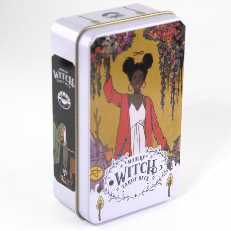 Modern Witch Tarot Deck com Borda Dourada, Telling Game Card, Telling Game, Tin Box, 10.3*6cm