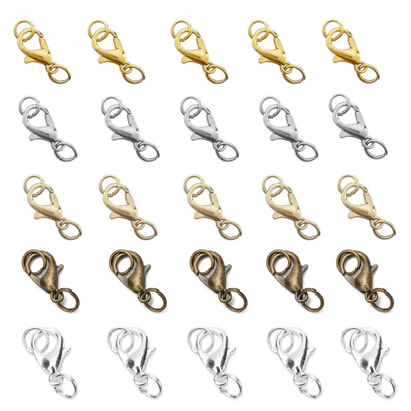 Kit de fabrication de bijoux à faire soi-même, 200 anneaux de saut ouverts avec 100 fermoirs à homard, pièces de connecteur pour collier, Bracelet, chaîne