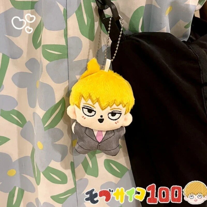 12cm Mob Psycho 100 Plush Doll Keychain Bag Pendant Cartoon Anime Figure Kageyama Shigeo Kawaii Stuffed Toy Collection Gift