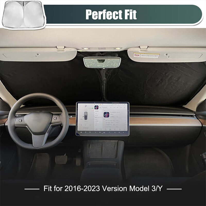 테슬라 모델 Y 2016-2023 맞춤형 자동차 앞 유리 태양 쉐이드 실드 커버