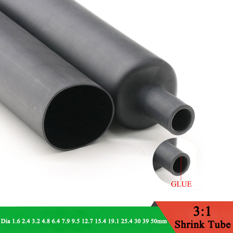 1M 3:1 Heat Shrink Tube With Double Wall Glue Tube Diameter 1.6/2.4/3.2/4.8/6.4/7.9/9.5/12.7/15.4/19.1/25.4/30/39/50mm