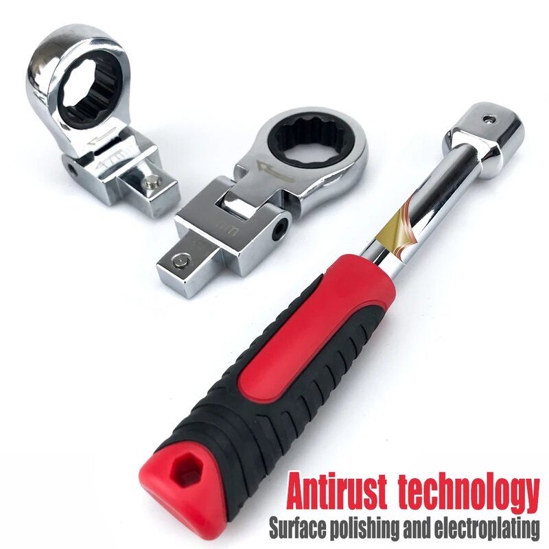Portable Ratchet Wrench 72 Gear Shaking Head Interchangeable Combination Set Rotatable 180 °Removable Flexible Torque Spanner
