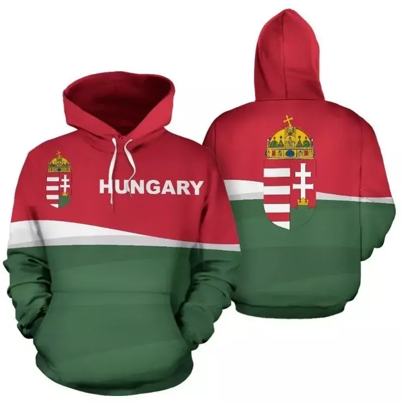 Sudadera con capucha y emblema nacional de Hungría, suéter de gran tamaño con estampado 3D, ropa de calle de tendencia divertida, novedad de primavera y otoño