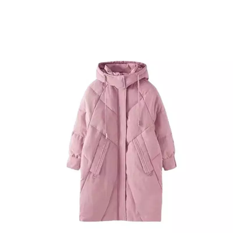 2024 New Korean Fashion Cotton-padded Jacket Women Long Hooded Puffer Coat Loose Casual Windproof Parkas Plus Size Outwear