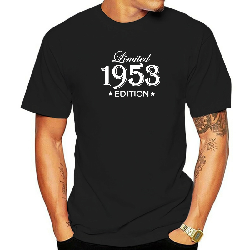 Śmieszne letnie koszulki z limitowanej edycji 1953 męskie śmieszne urodziny z krótkim rękawem z okrągłym dekoltem bawełniane męskie koszulki z 1953