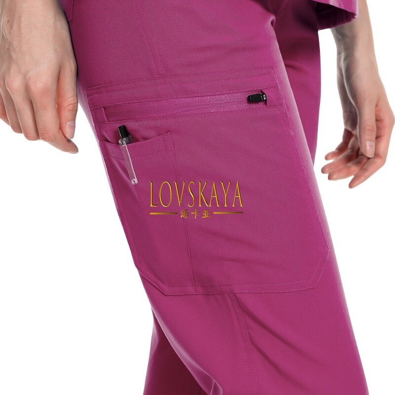 Удобные и повседневные Разноцветные Прямые брюки на молнии с эластичной талией для врачей, больниц, салонов красоты и работ
