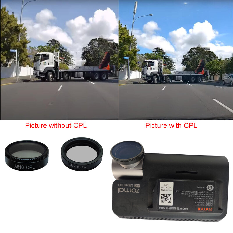 Cpl filter zirkular polarisierende filter linsen abdeckung für 70mai a810 auto dvr kamera, für 70mai a810 dash cam cpl filter 1 stücke