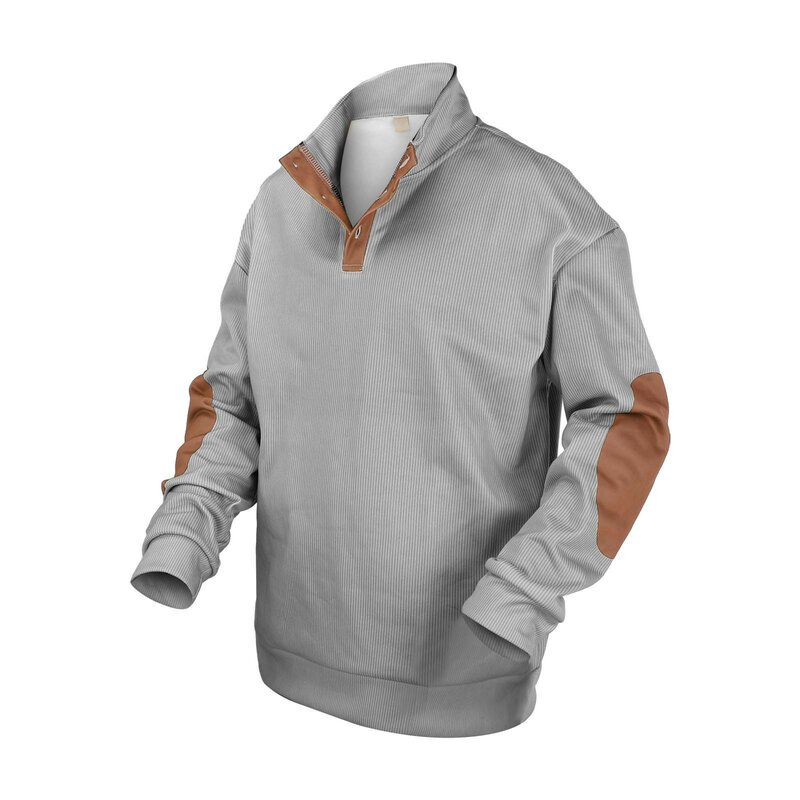 Camisola de botão monocromática masculina, pulôver simples, jaqueta vintage, roupas grandes, alta qualidade, inverno, 2023