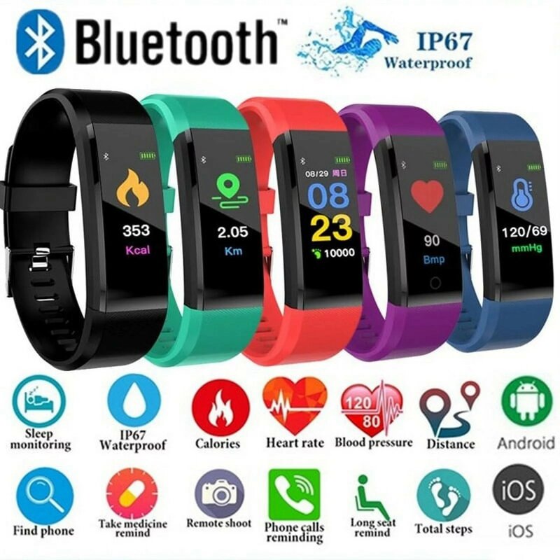 Waterproof Smart Bracelet Sleep Detection Heart Rate Blood Pressure Blood Oxygen Watch Outdoor Sports Pedometer Watch Men Women